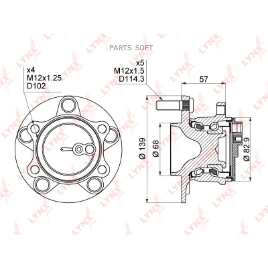 

Ступица задняя в сборе с ABS LYNXauto wh1496