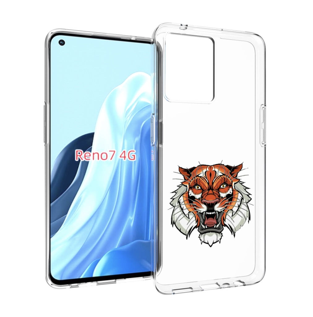 Чехол MyPads оранжевый седой тигр для OPPO RENO 7 4G