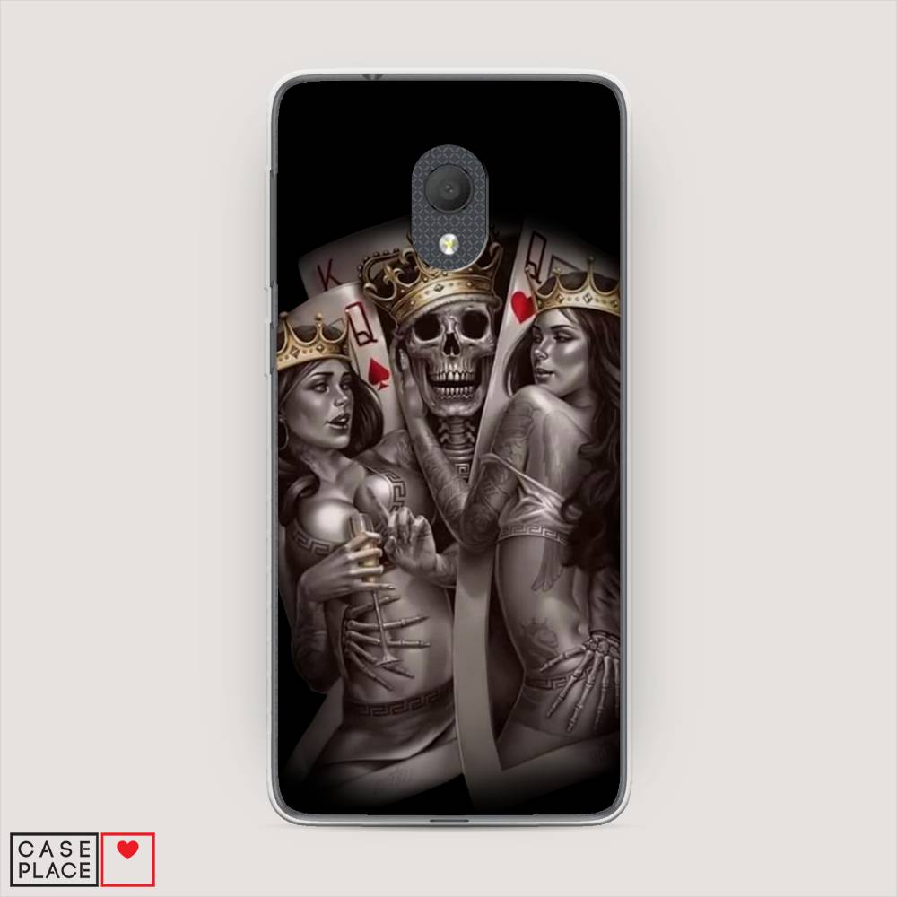 

Чехол на Alcatel 1C 5003D (2019) "Карты король и королевы", Серый;желтый, 170650-6