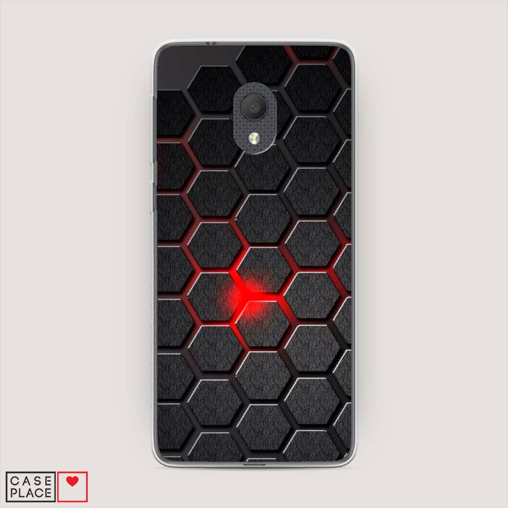 

Чехол на Alcatel 1C 5003D (2019) Соты красные, Красный;черный;серый, 170650-3