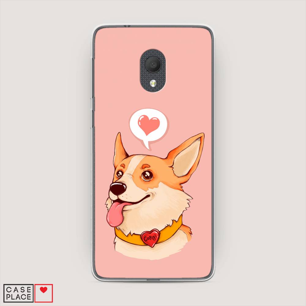 

Чехол на Alcatel 1C 5003D (2019) Корги язык, Розовый;коричневый, 170650-1