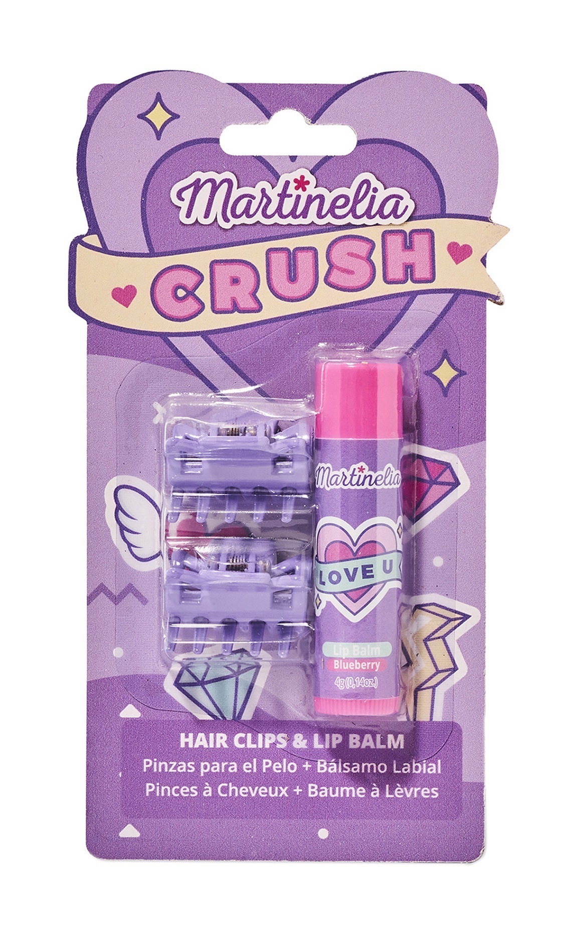 фото Набор детской косметики martinelia crush hair clips & lip balm marshmellow 3 пр. 11101m