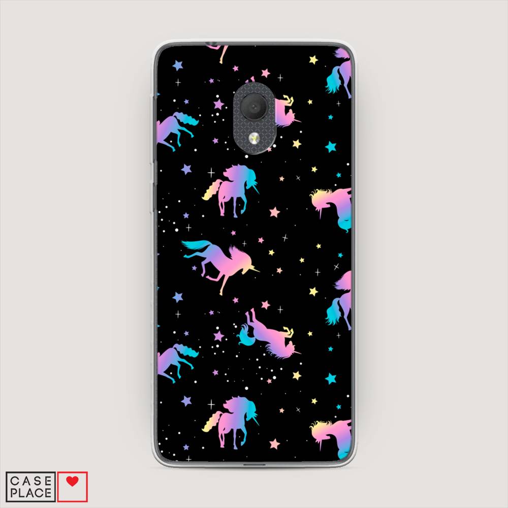

Чехол на Alcatel 1C 5003D (2019) "Единороги градиент", Черный;розовый;голубой, 170650-1