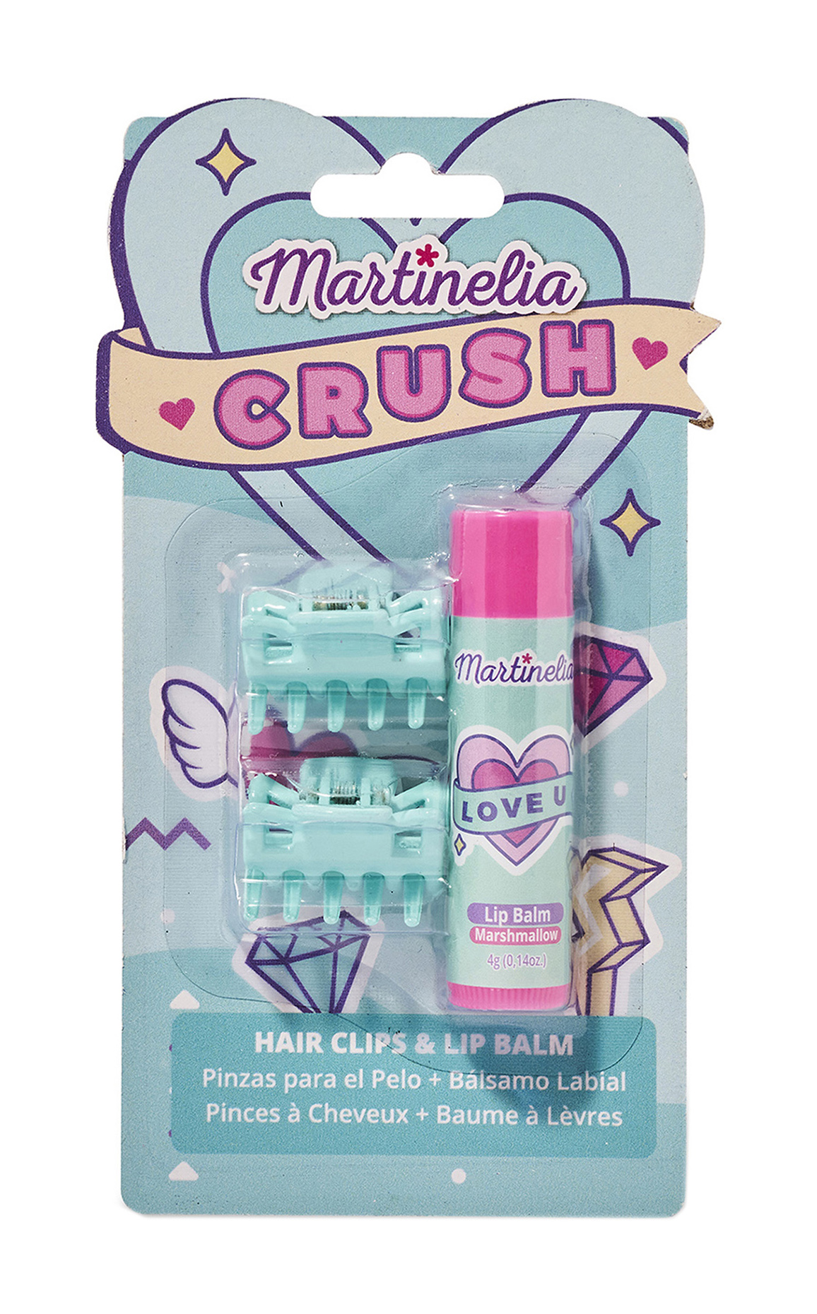 фото Набор детской косметики martinelia crush hair clips & lip balm blueberry 3 пр. 11101bl