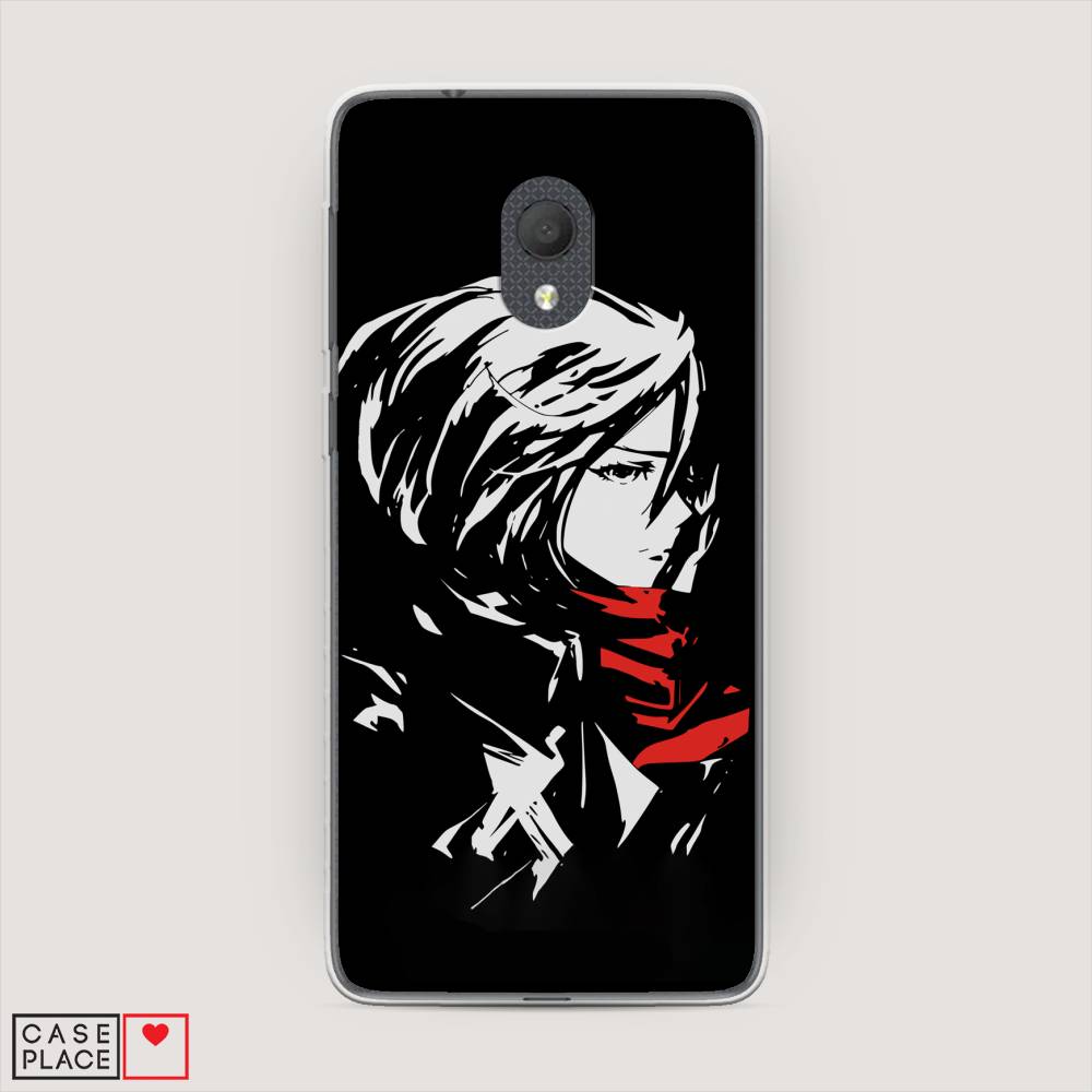 

Чехол на Alcatel 1C 5003D (2019) Микаса минимализм, Черный;серый;бордовый, 170650-4