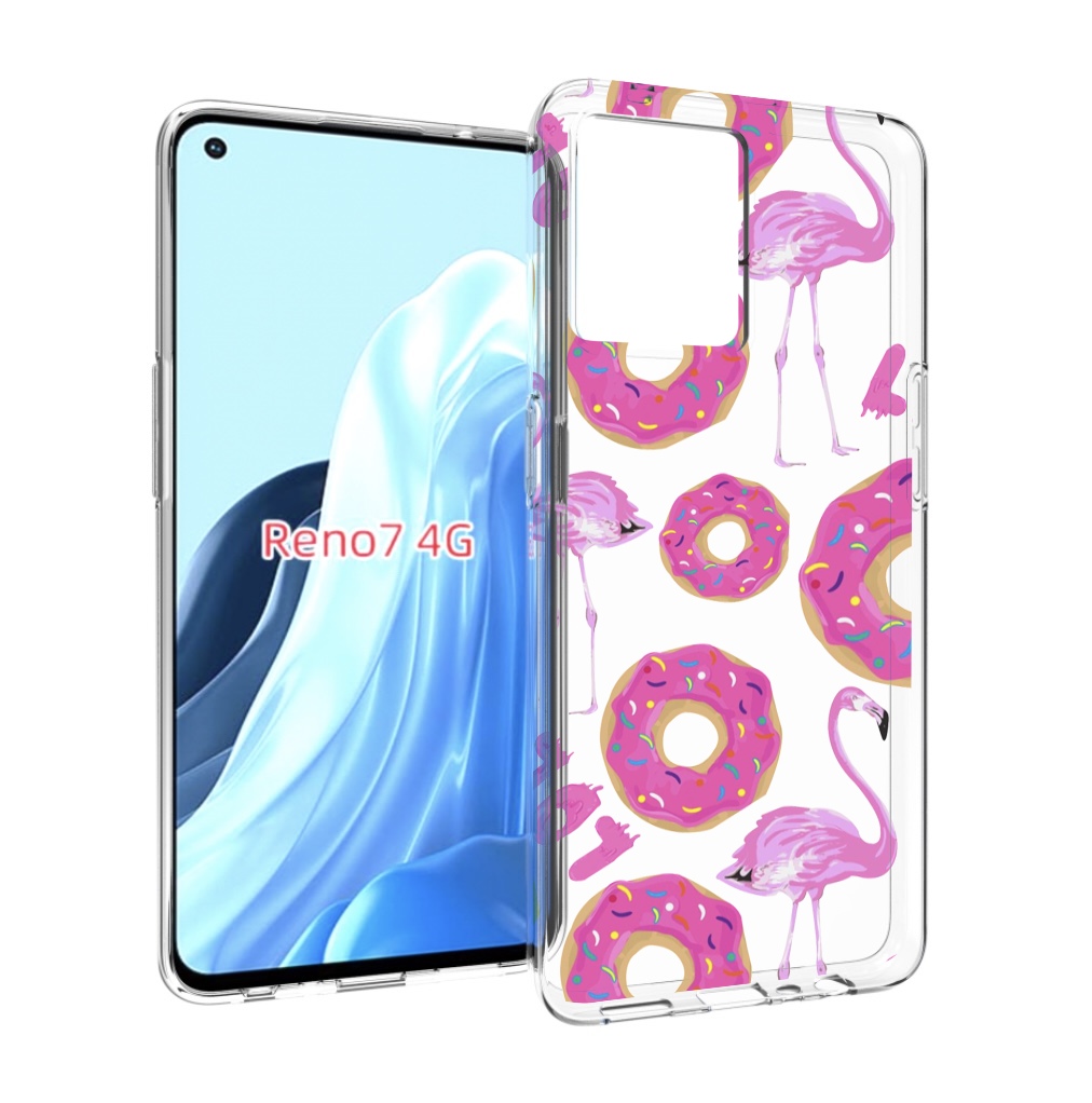 

Чехол MyPads пончики-фламинго для OPPO RENO 7 4G, Прозрачный, Tocco
