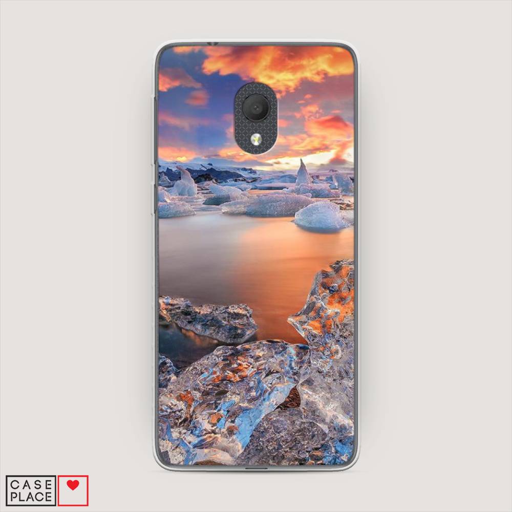 

Чехол на Alcatel 1C 5003D (2019) "Ледники", Синий;оранжевый, 170650-2