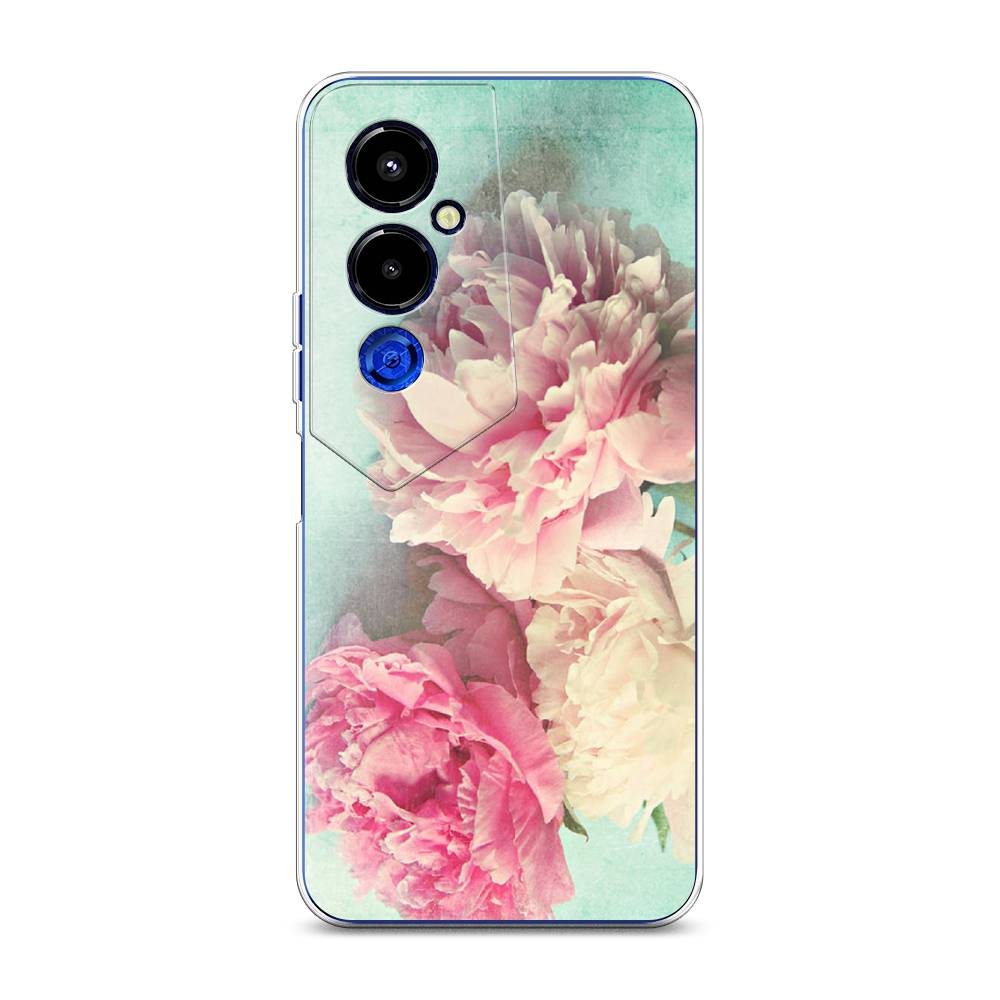 

Чехол Awog "Пионы new" на Tecno Pova 4 pro / Техно Пова 4 Про, Голубой