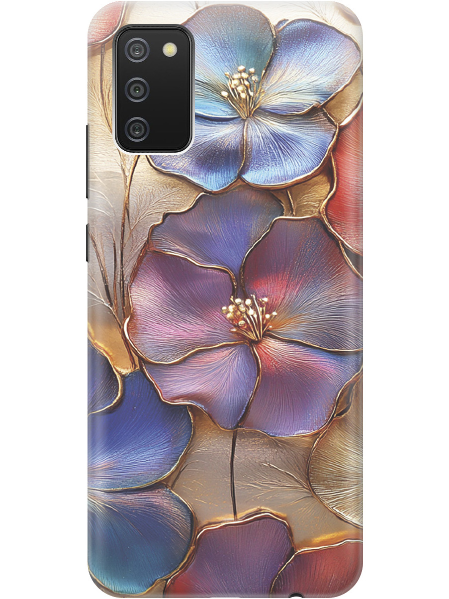 

Силиконовый чехол на Samsung Galaxy A02s с принтом "Позолоченные цветы", Прозрачный;золотистый;красный;синий, 723602924