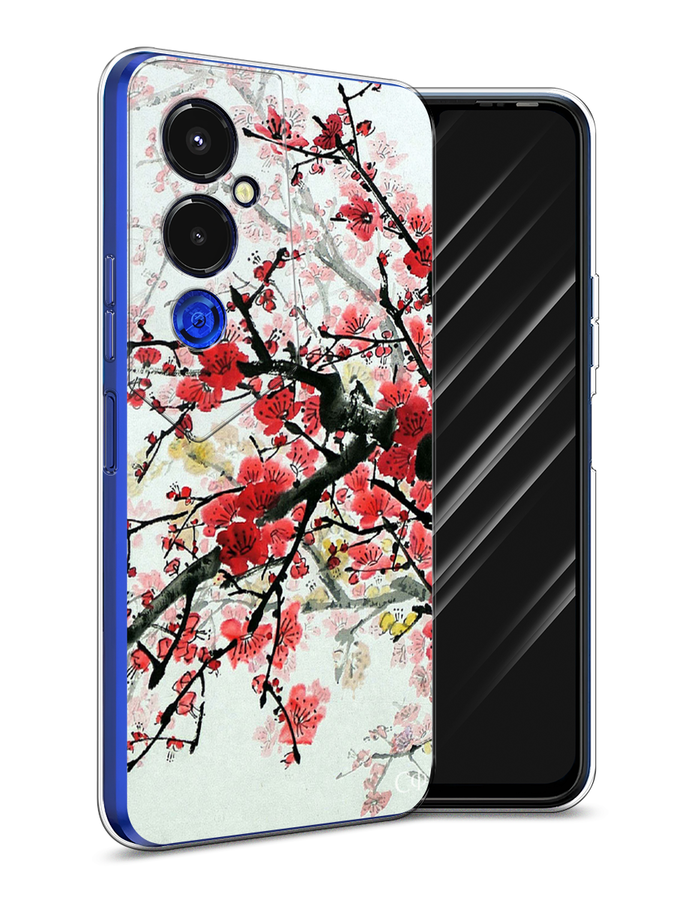 

Чехол Awog на Tecno Pova 4 pro / Техно Пова 4 Про "Сакура", Розовый;черный