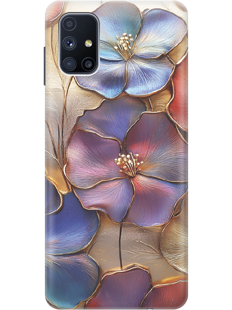 

Силиконовый чехол на Samsung Galaxy M51 с принтом "Позолоченные цветы", Прозрачный;золотистый;красный;синий, 723412524
