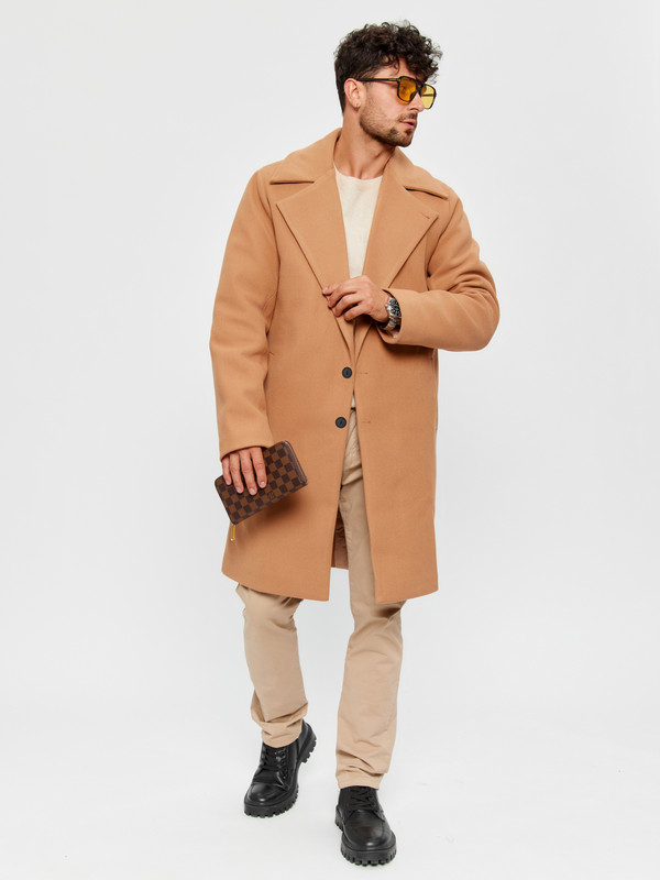 Пальто мужское LONDON FIX LF-CoatOversize бежевое 46 RU