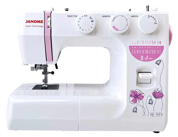 Швейная машина Janome XE337 белая, розовая