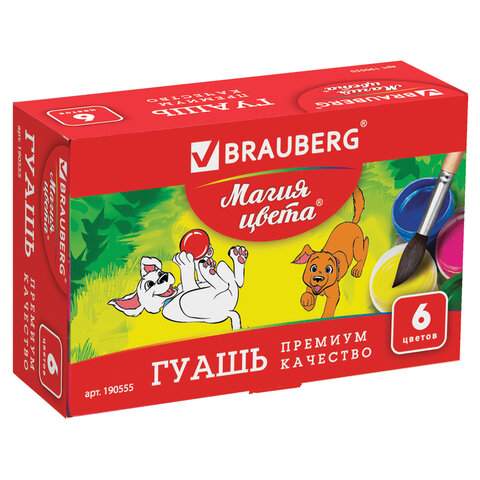 

Гуашь BRAUBERG "МАГИЯ ЦВЕТА", 6 цветов по 20 мл, 190555 (арт. 190555) - (3 шт.), Разноцветный