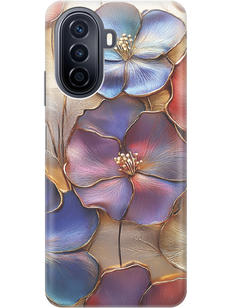 

Силиконовый чехол на Huawei nova Y70 с принтом "Позолоченные цветы", Прозрачный;золотистый;красный;синий, 740133424