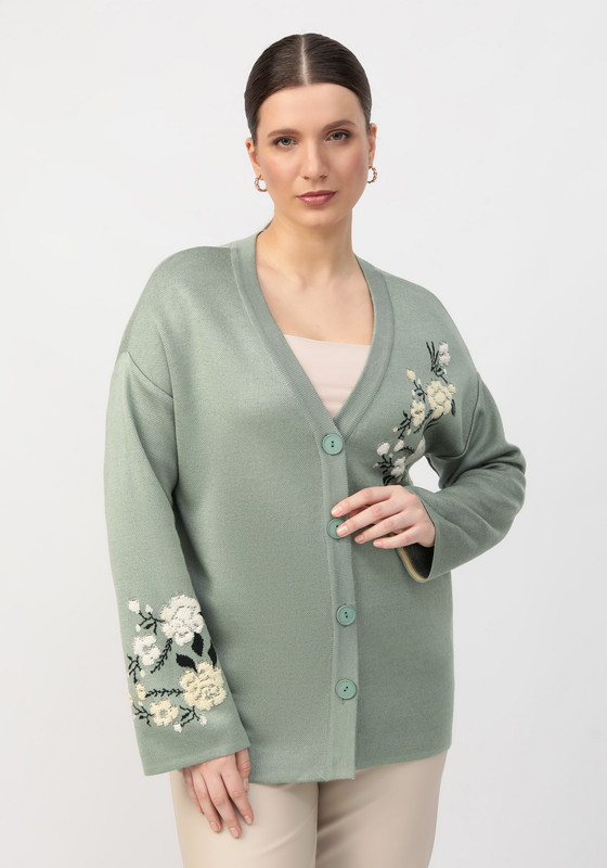 

Кардиган женский Vivawool 312192 зеленый 48 RU, 312192
