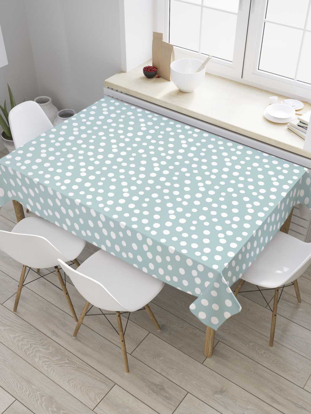 

Скатерть прямоугольная JoyArty "Точки и узоры" из оксфорда, 120x145 см, Голубой, Точки и узоры