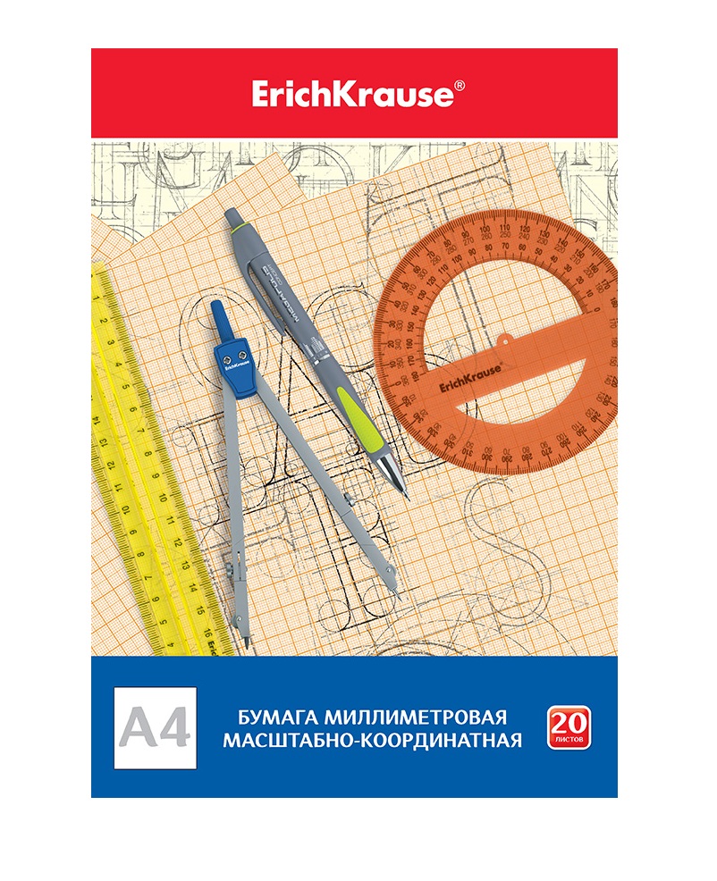 

Бумага масштабно-координатная ErichKrause, А4, 20 листов, Оранжевый, ErichKrause 4 20