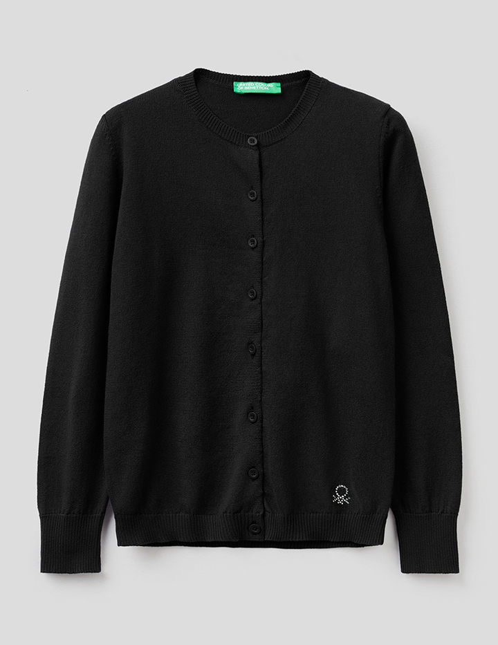 

Кардиган для девочек Benetton цв. черный р.110, 21A_102CC5450