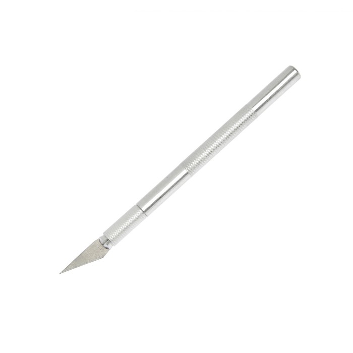 Нож макетный ТУНДРА, алюминиевая ручка, перьевое лезвие (5 доп. лезвий) ножницы закройные скошенное лезвие прорезиненная ручка 11