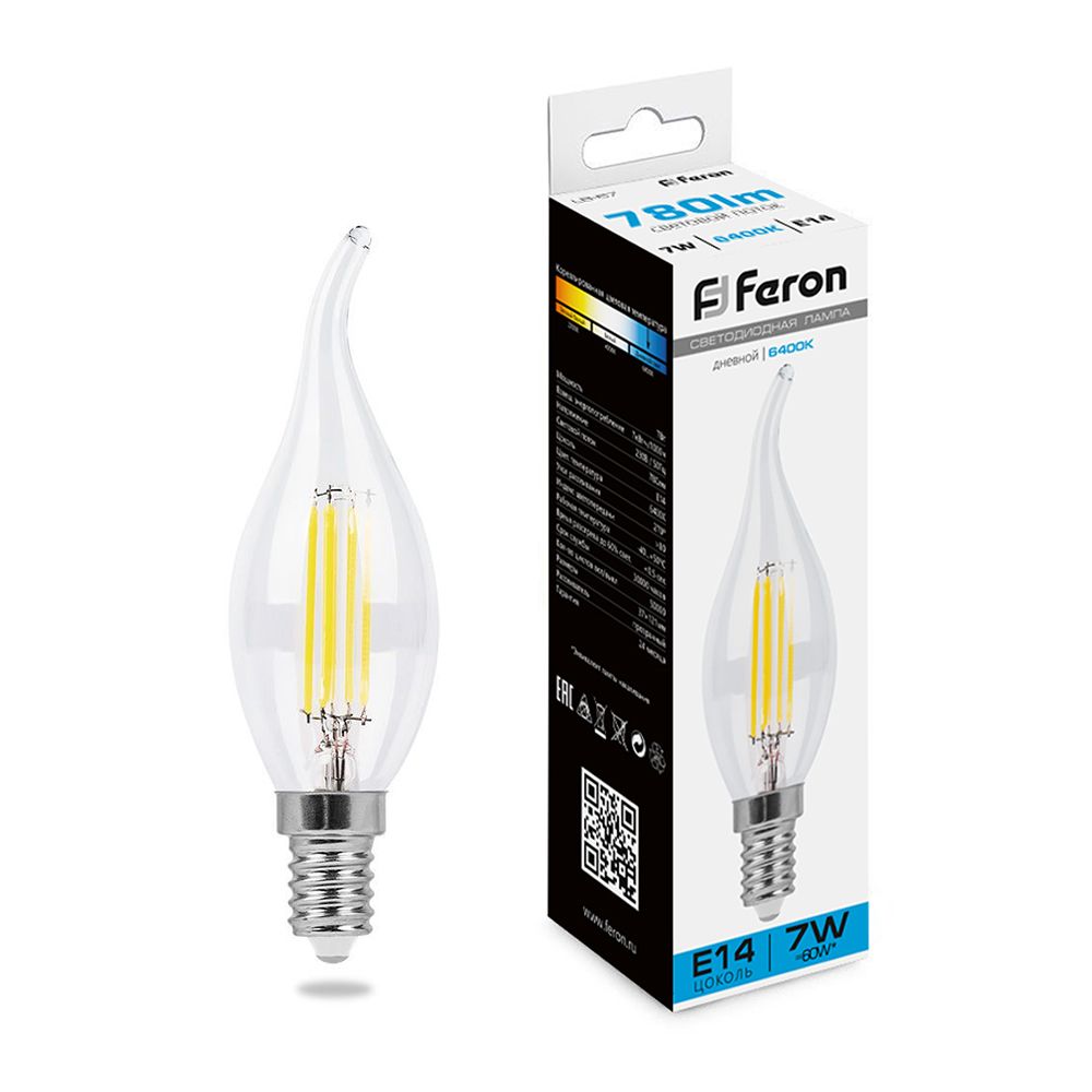 

Лампочка светодиодная FERON арт.38233, LB-67, 7W, 230V, E14 6400К, свеча, уп. 5 шт., LB-67