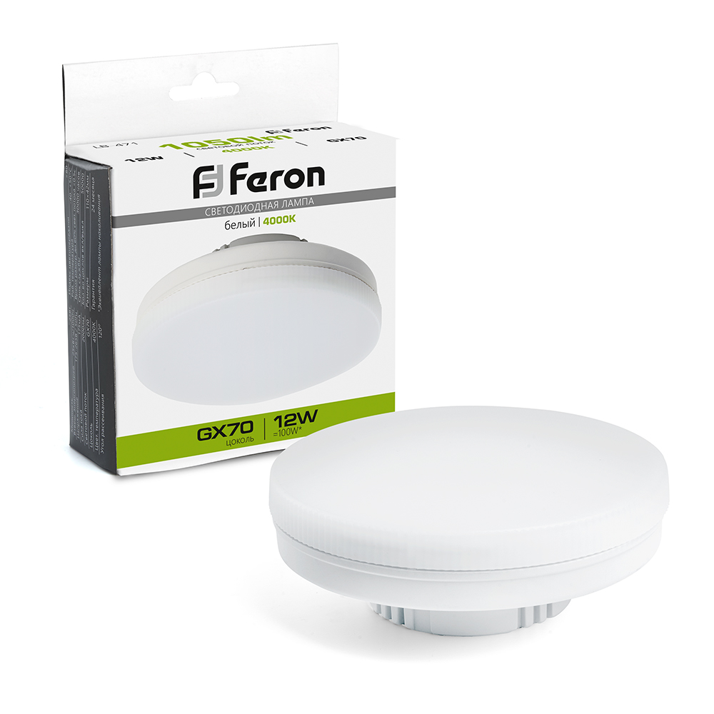 

Лампочка cветодиодная FERON арт.48301, LB-471, 12W, 230V, GX70, 4000К, таблетка, уп. 5 шт., LB-471