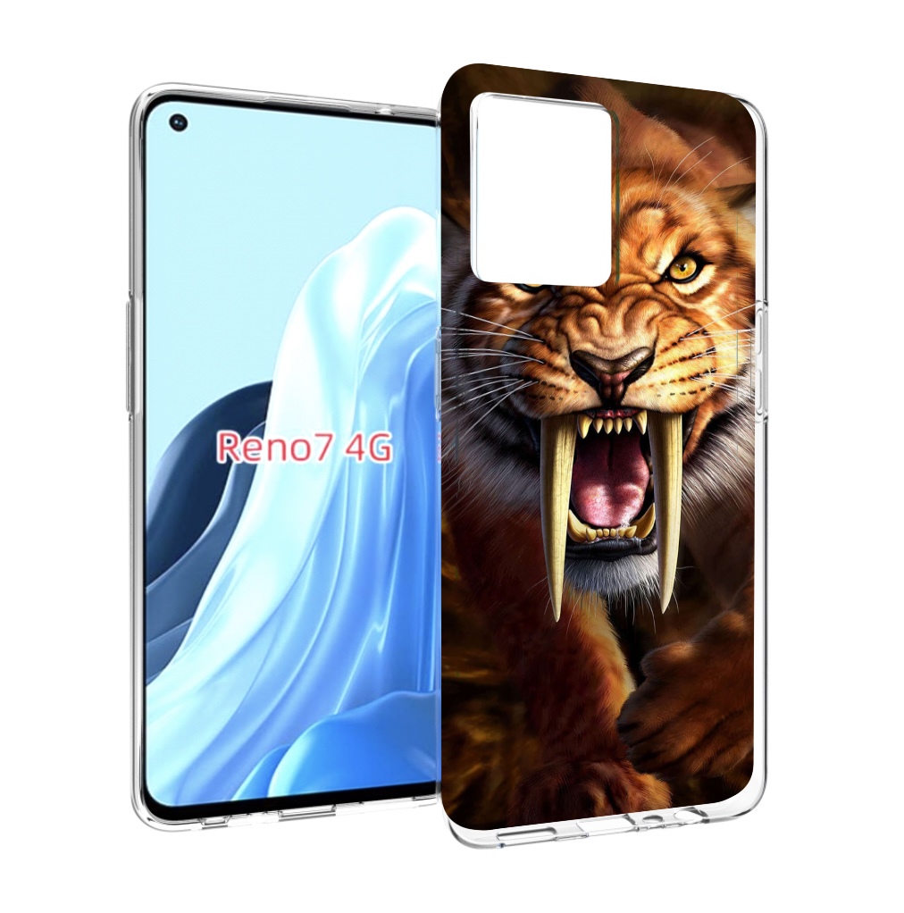 

Чехол MyPads саблезубый злой тигр для OPPO RENO 7 4G, Прозрачный, Tocco