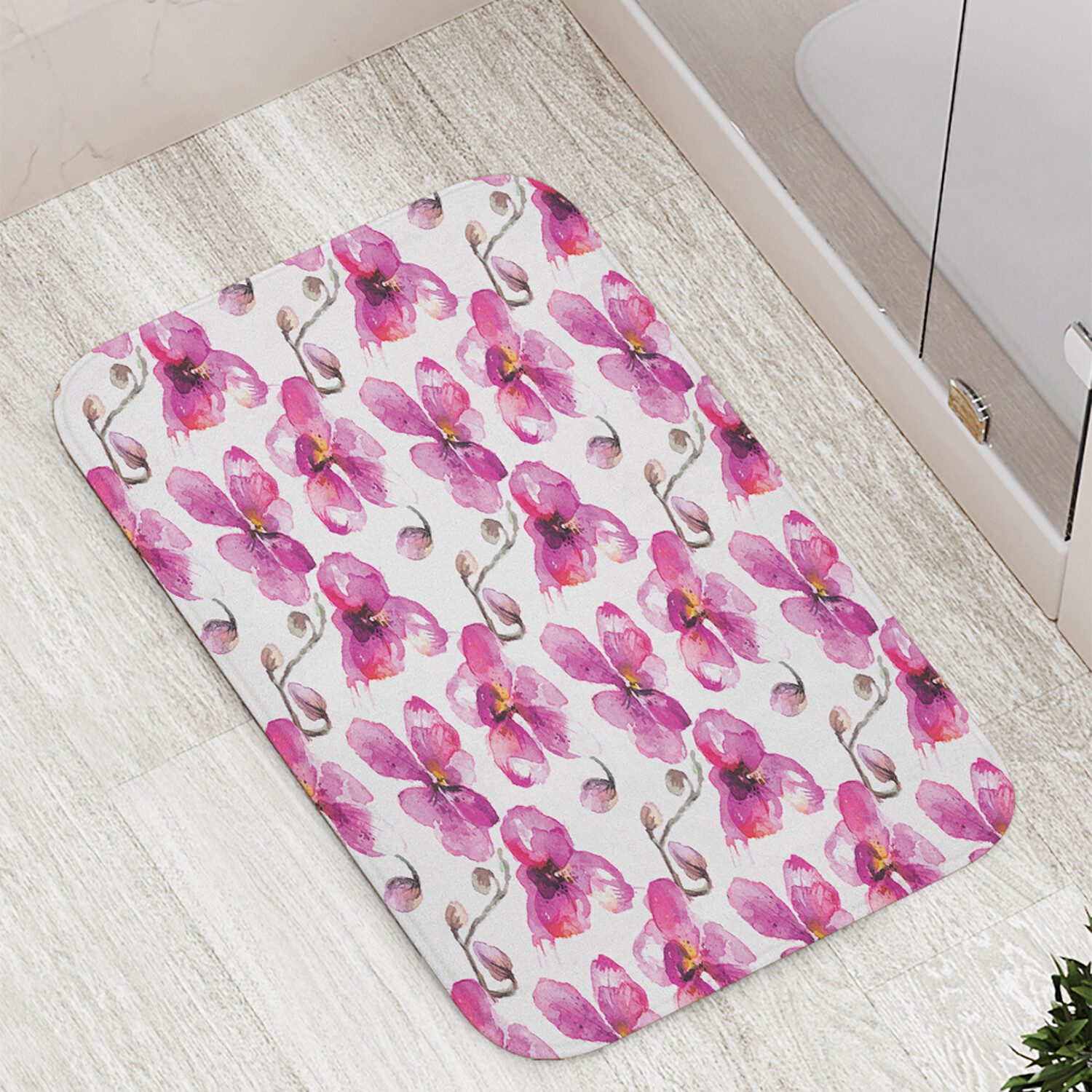 

Коврик противоскользящий JoyArty Орхидея акварель для ванной сауны бассейна 77х52 см, Орхидея акварель