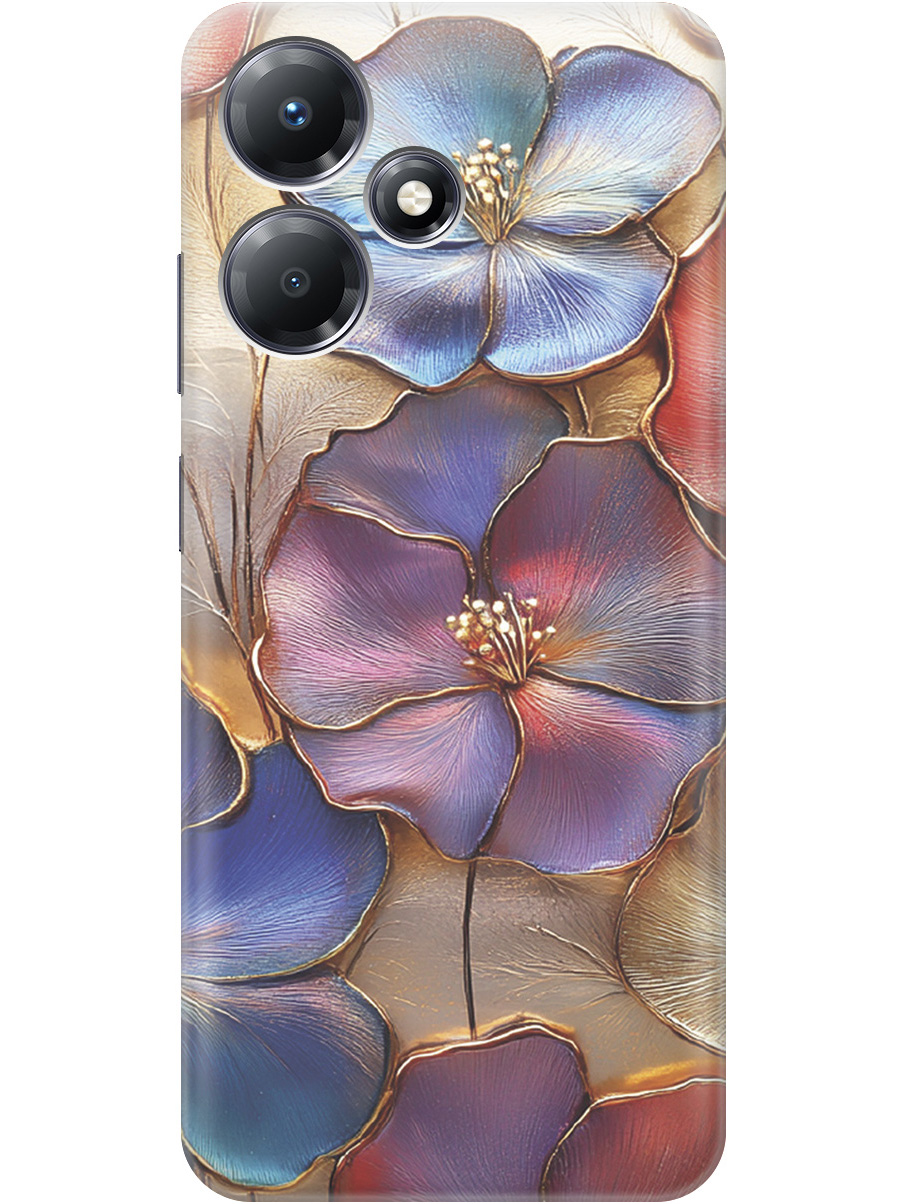 

Силиконовый чехол на Infinix Hot 30 Play с принтом "Позолоченные цветы", Прозрачный;золотистый;красный;синий, 773941024