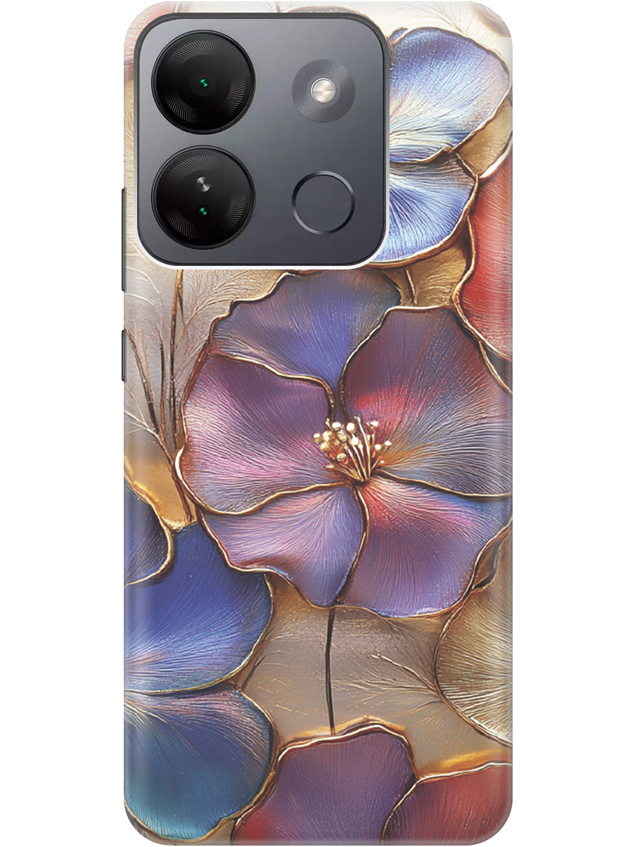 

Силиконовый чехол на Infinix Smart 7 HD с принтом "Позолоченные цветы", Прозрачный;золотистый;красный;синий, 769392024