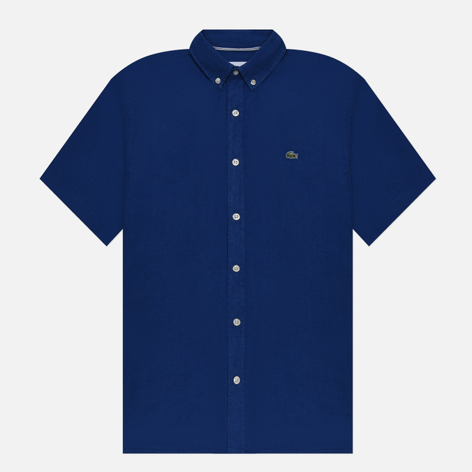 Мужская рубашка Lacoste Linen SS Regular Fit синий, Размер 41