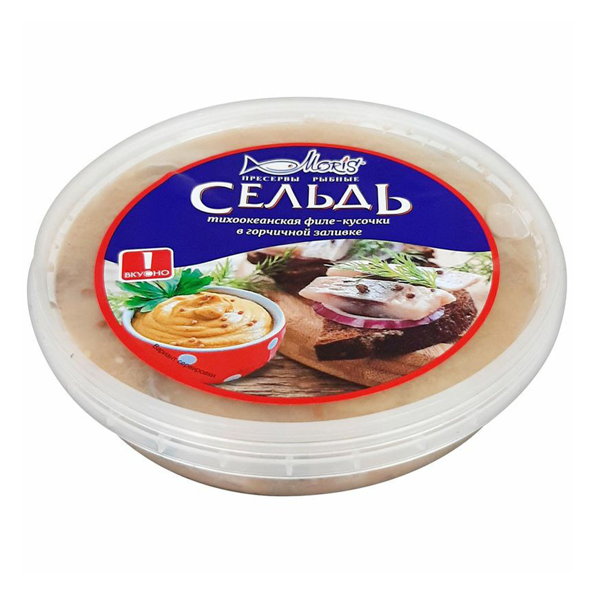 

Сельдь Moris филе-кусочки в горчичной заливке 170 г
