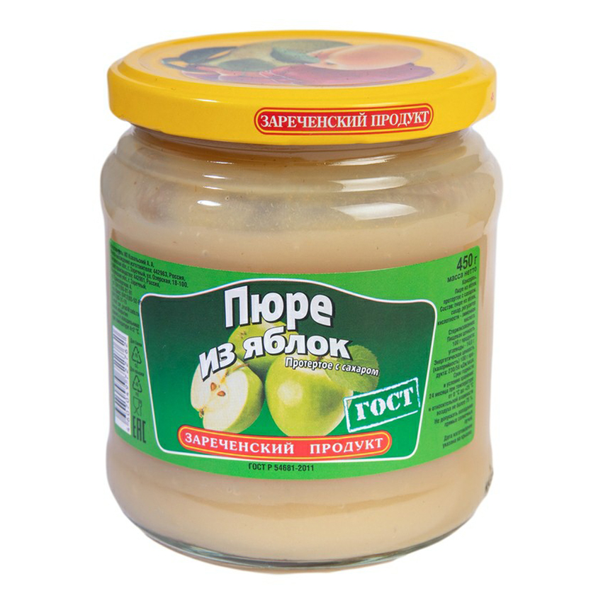 

Протертые яблоки Зареченский продукт с сахаром 450 г