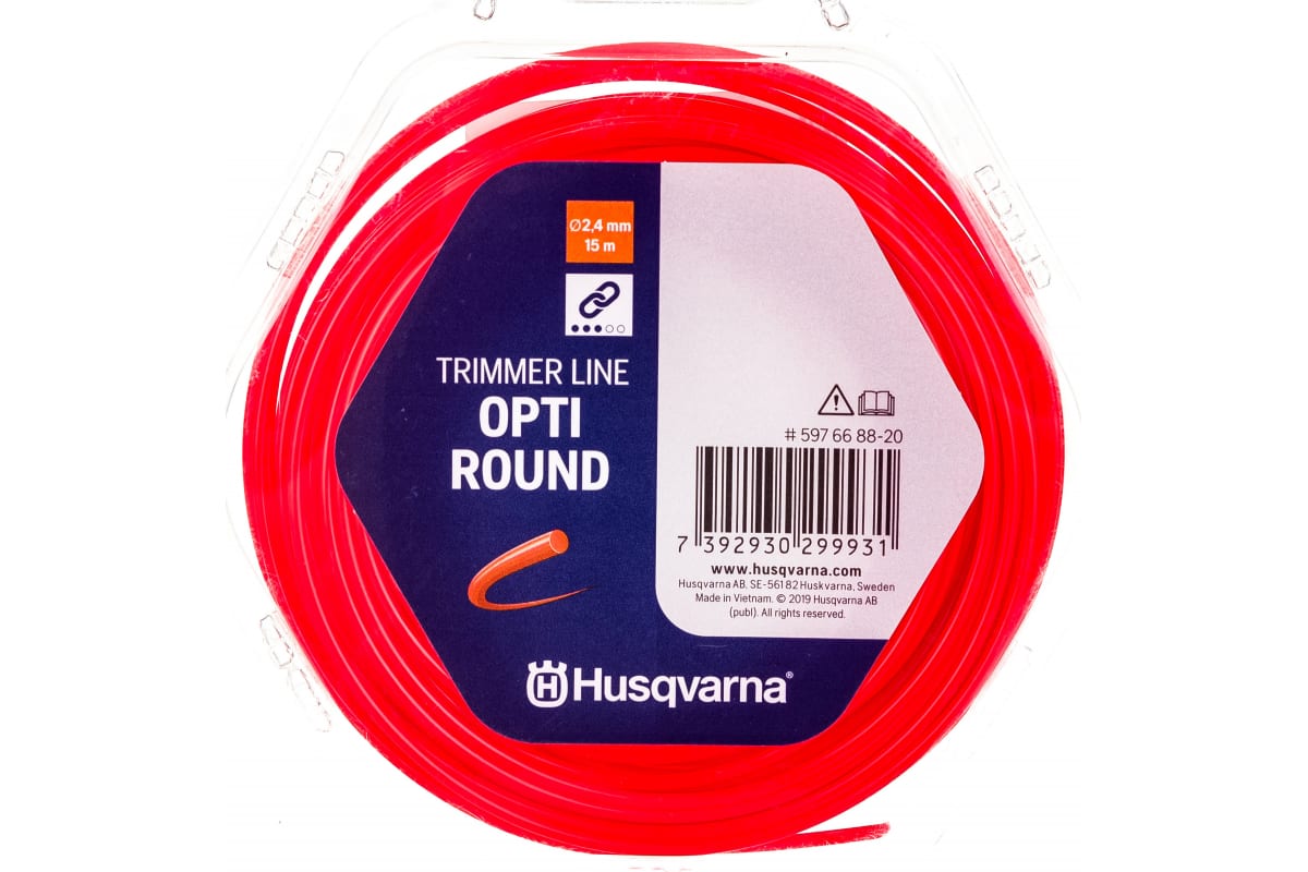 

Леска для триммера прямая круг 2,4 мм Husqvarna Opti round 5976688-20 15 м, Разноцветный, Opti Round