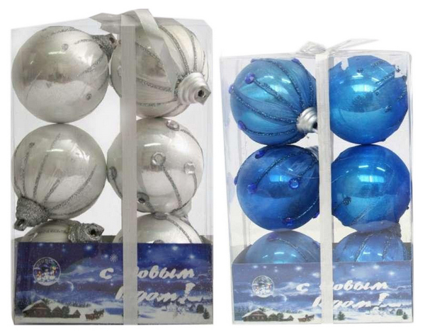 фото Набор шаров на ель snowmen е50292 8 см 6 шт. цвет в ассортименте