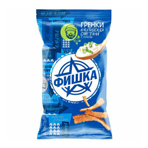 Гренки ржано-пшеничные Фишка со вкусом Альпийской сметаны с луком 120 г