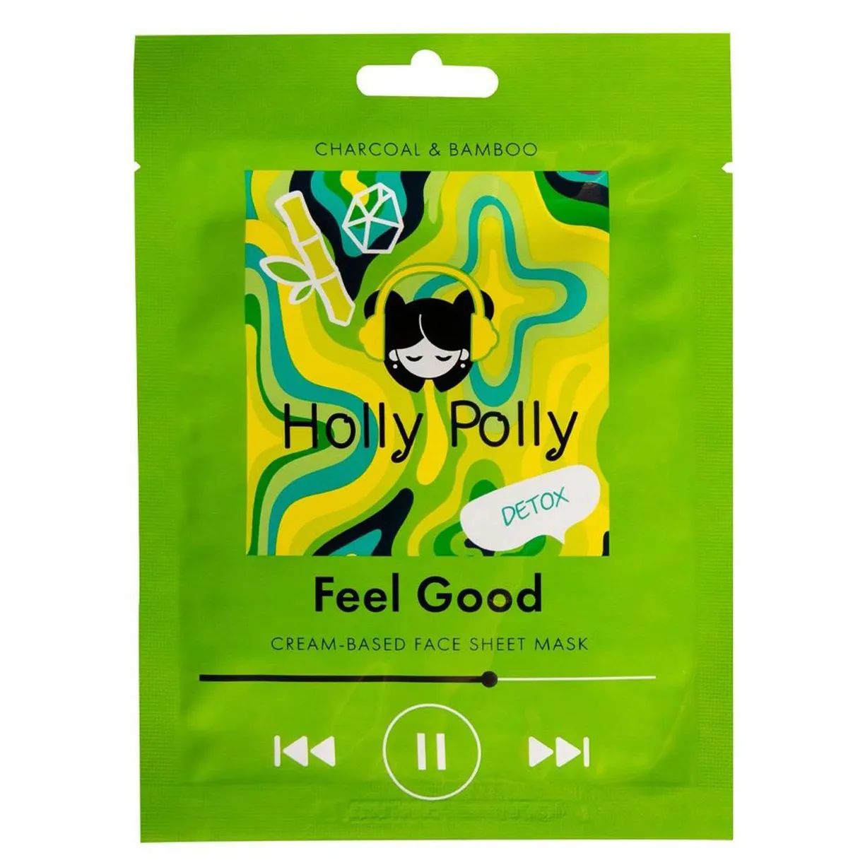 Маска для лица Holly Polly Feel Good с углем и экстрактом бамбука, тканевая, 22 г котяра наполнитель для кошачьего туалета комкующийся с активированным углем 20л 8 4кг 20 л