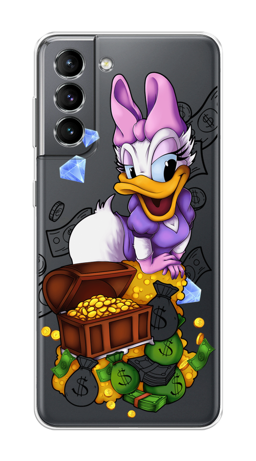 

Чехол на Samsung Galaxy S21 "Rich Daisy Duck", Коричневый;белый;фиолетовый, 2101850-6