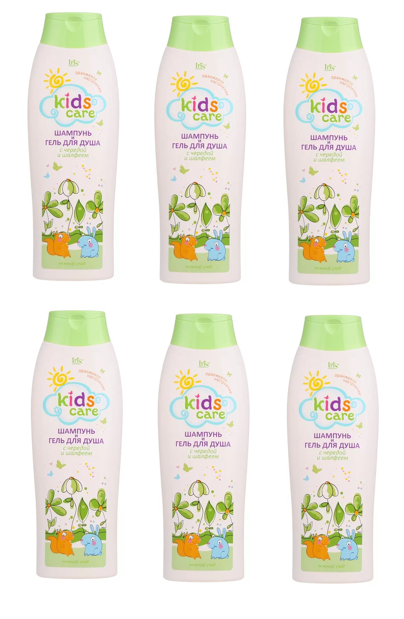 Детский шампунь и гель для душа Iris Kids Care ЧЕРЕДА и ШАЛФЕЙ, 400 мл, 6 шт