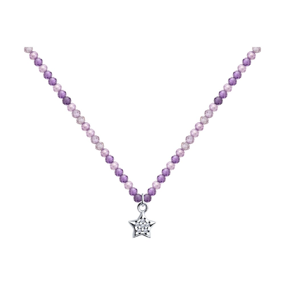 

Колье из серебра 42 см SOKOLOV 94070752, фианит, 94070752