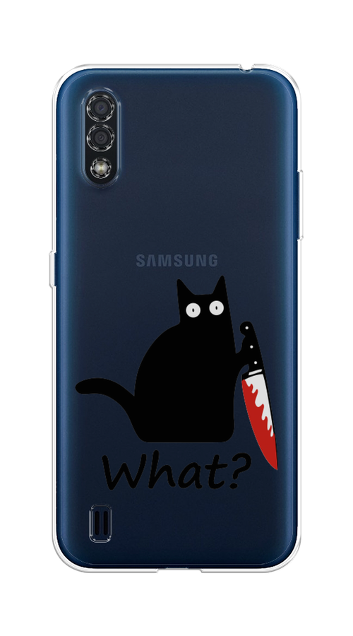 

Чехол на Samsung Galaxy M01 "Котик с ножом", Черный;красный, 2101150-6