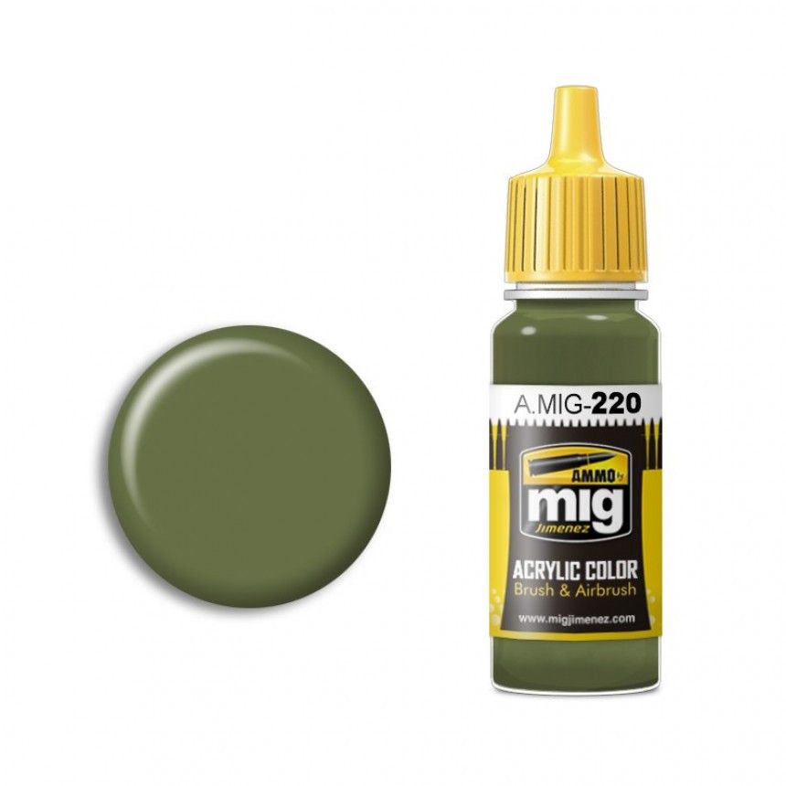 Акриловая краска AMMO MIG AMIG0220 FS 34151 ZINC CHROMATE GREEN INTERIOR GREEN 17 мл