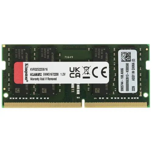 

Kingston Kingston SODIMM 16GB 3200MHz DDR4 Non-ECC CL22 DR x8, KVR32S22D8/16