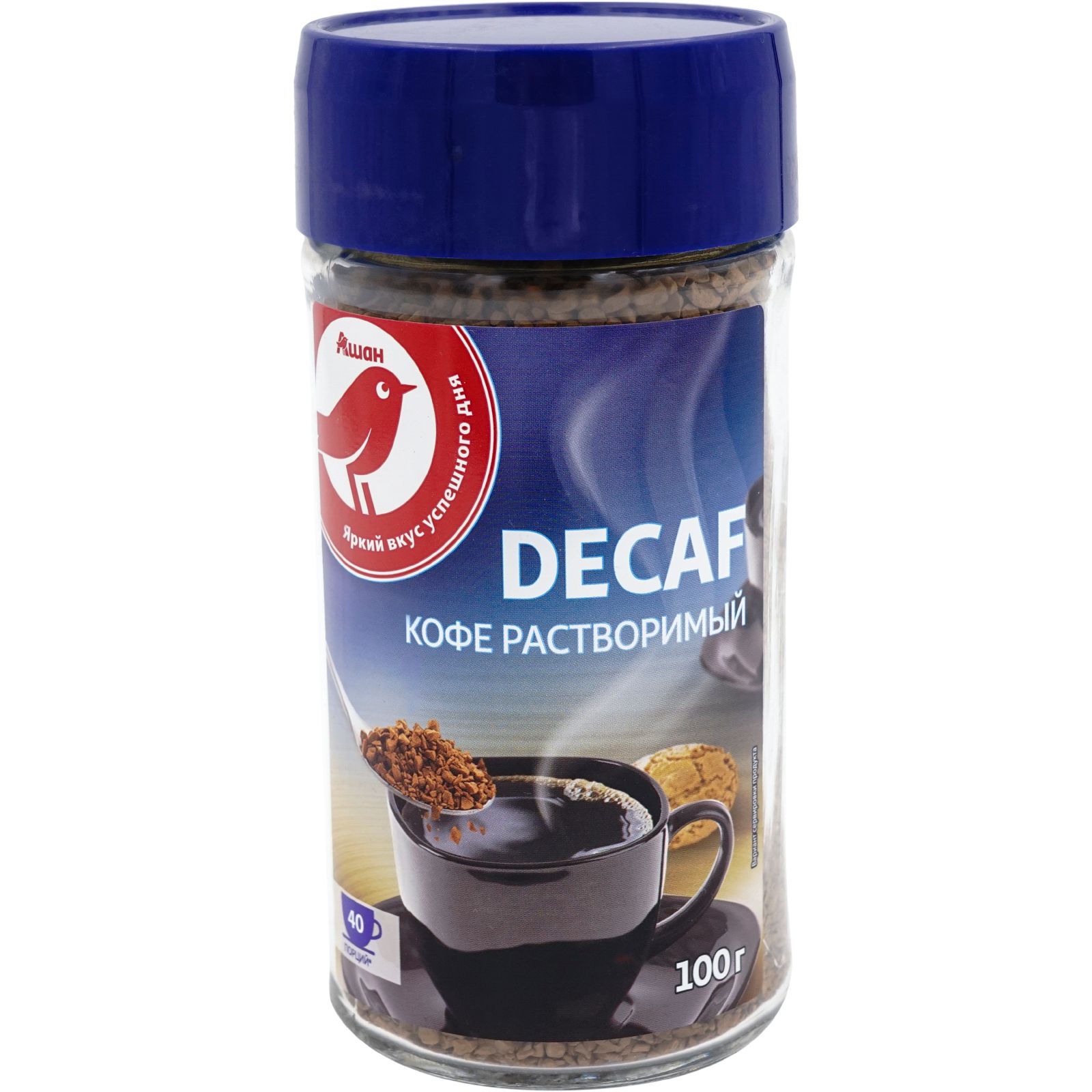 Кофе АШАН Красная птица Decaf декофеинизированный молотый в растворимом 100 г