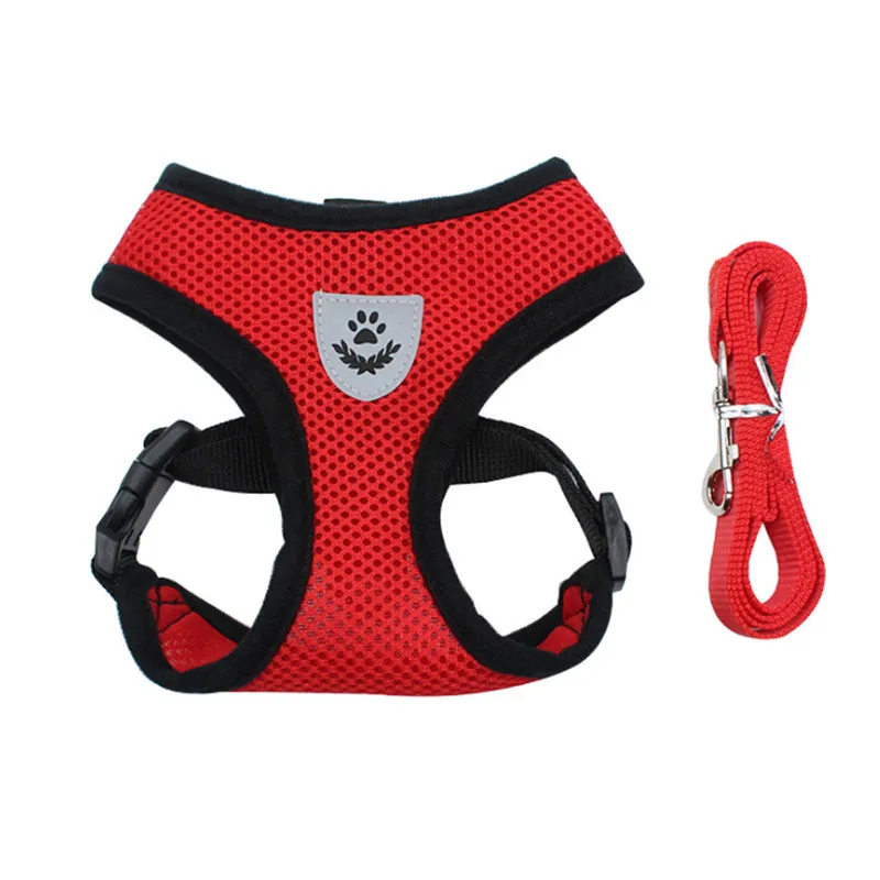 

Шлейка прогулочная повседневная для собак и кошек с проводком, красная, размер S