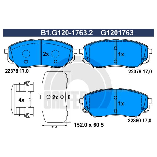 

Комплект передних тормозных колодок Galfer B1G12017632