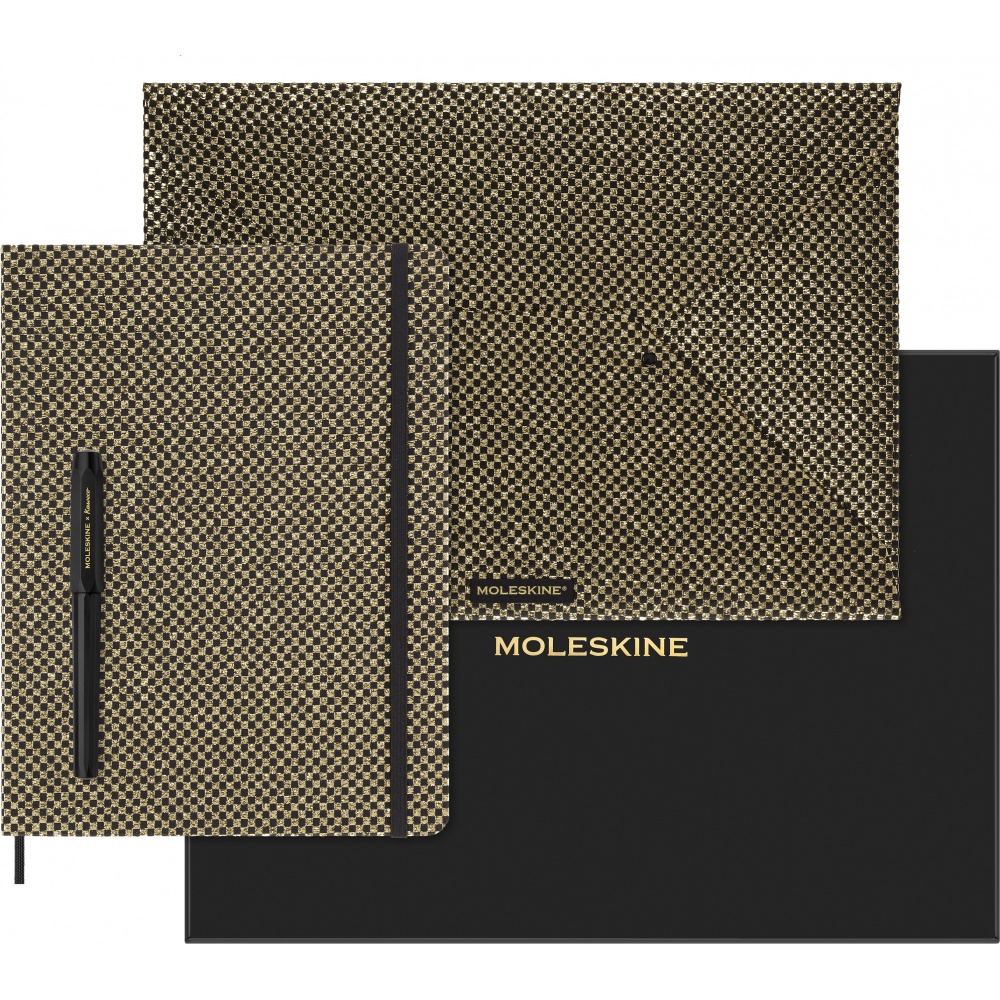 

Набор Moleskine еженедельник, ручка перьевая, папка-конверт LEHSHINEUNDBUNDG, Золотистый