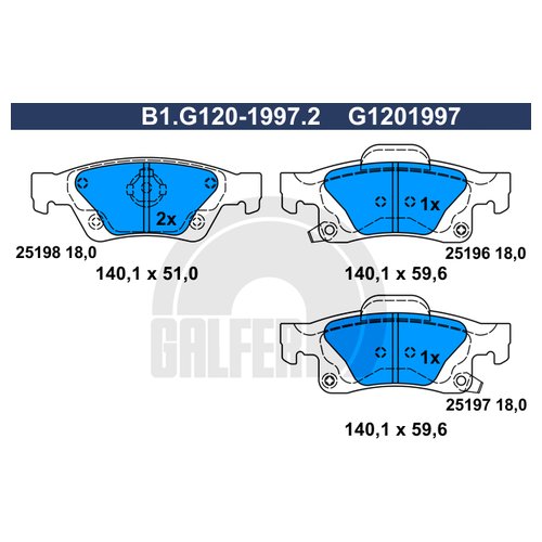 

Комплект задних тормозных колодок Galfer B1G12019972