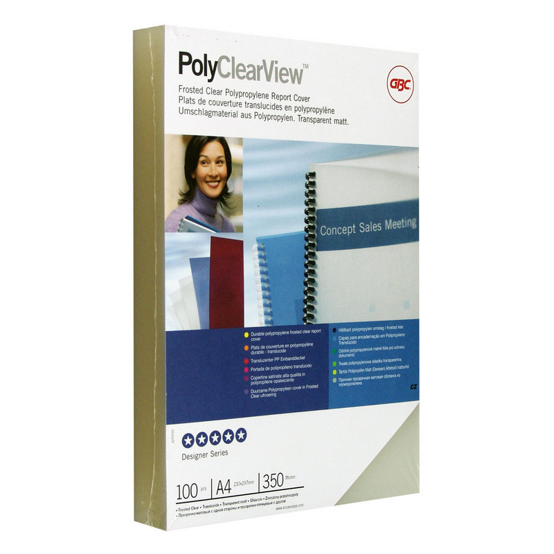 

Обложки для переплета пластиковые GBC п/прозр. матов.А4, 350мкм,100шт/уп, Прозрачный