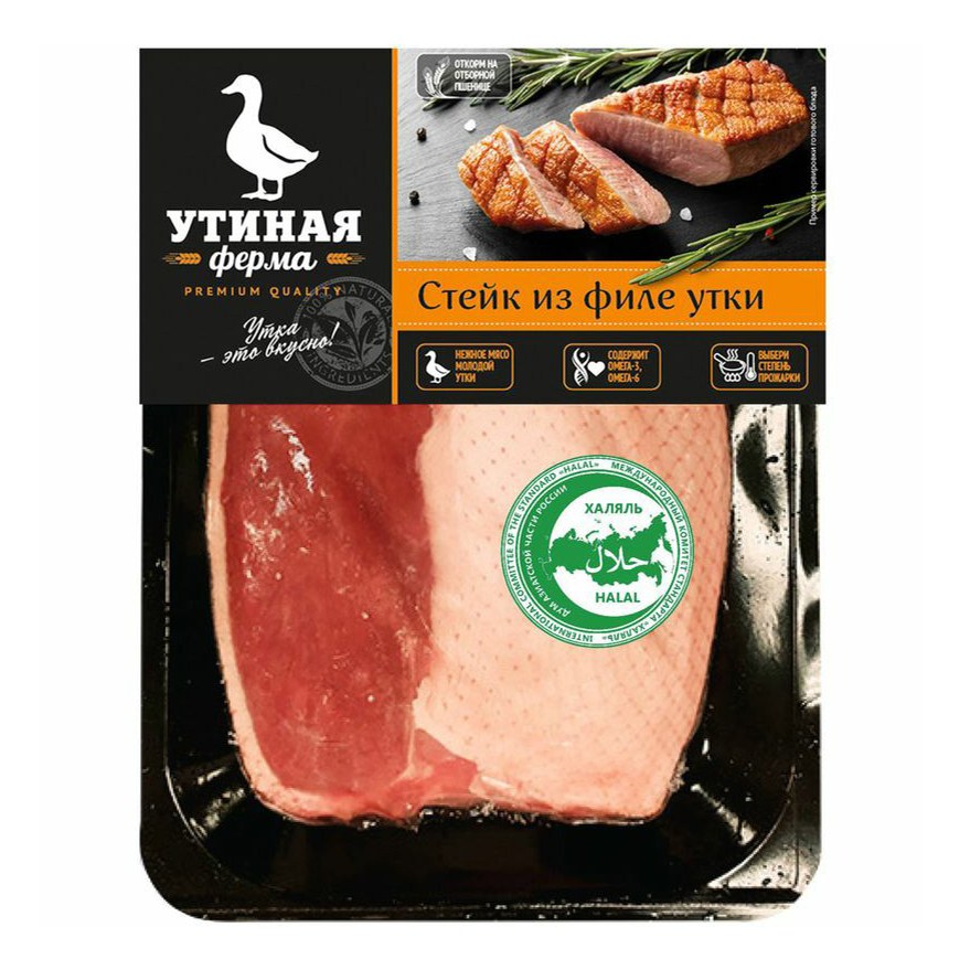 

Стейк из филе грудки утиный с кожей Утиная ферма охлажденный 480 г